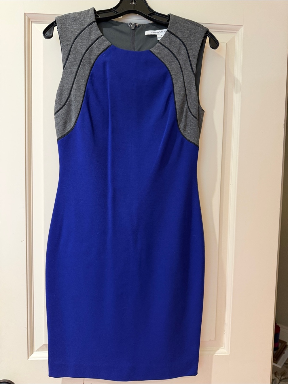 Diane Von Furstenberg Royal Blue Sheath Dress with Gray Accents